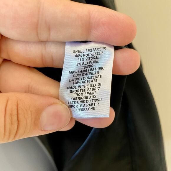 MILLY Jacket Blazer Black Lamb Leather Shoulder Snap Front Black Career 4 - Picture 6 of 8